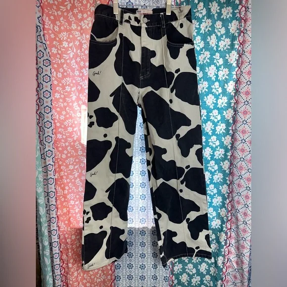 Lisa Says Gah Cow Print Jeans in Black and Cream - www.nhima  display picture 3